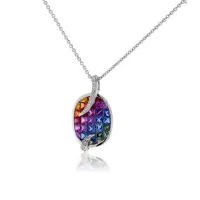 Princess-Cut Rainbow Sapphire Necklace