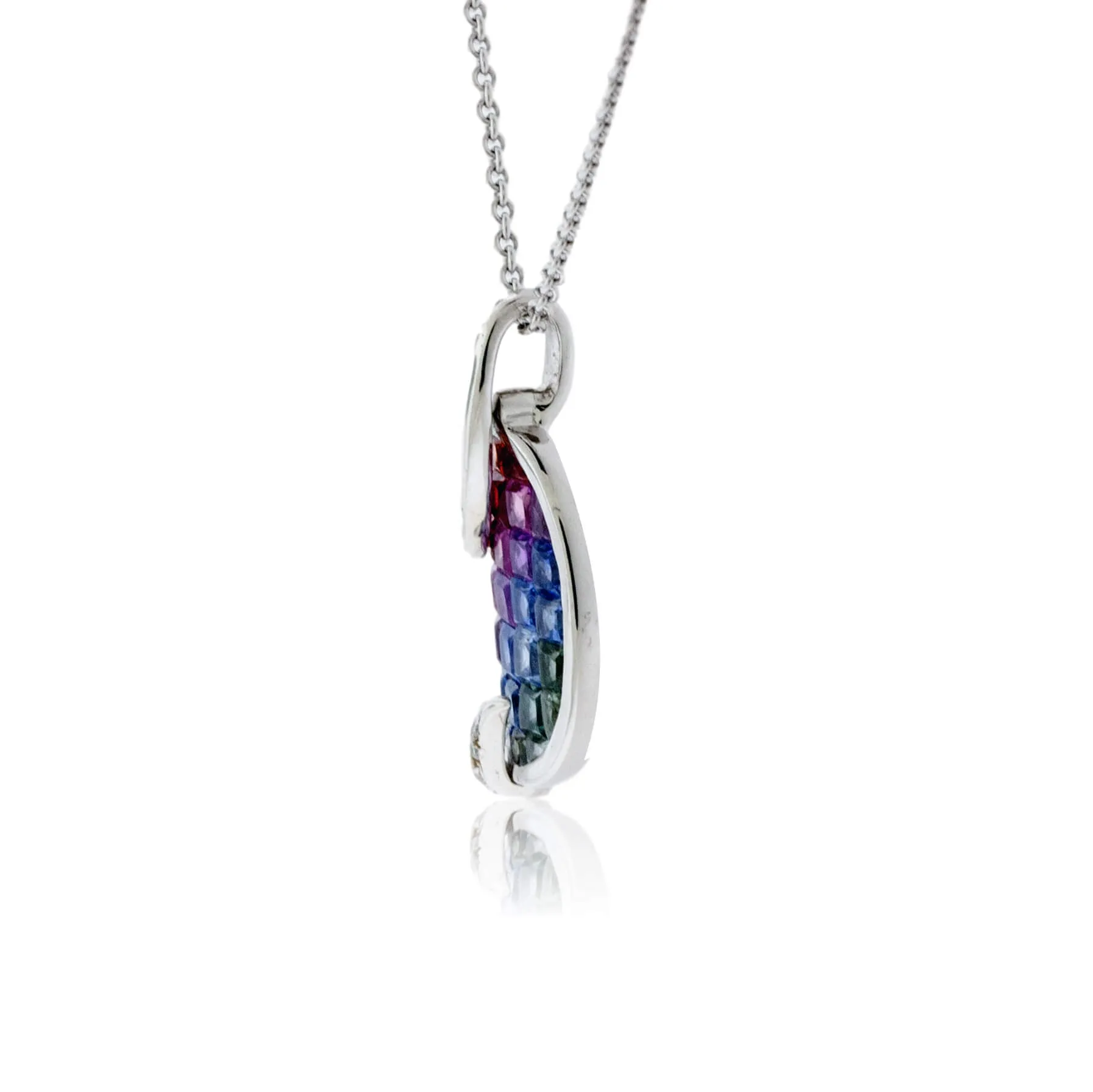 Princess-Cut Rainbow Sapphire Necklace