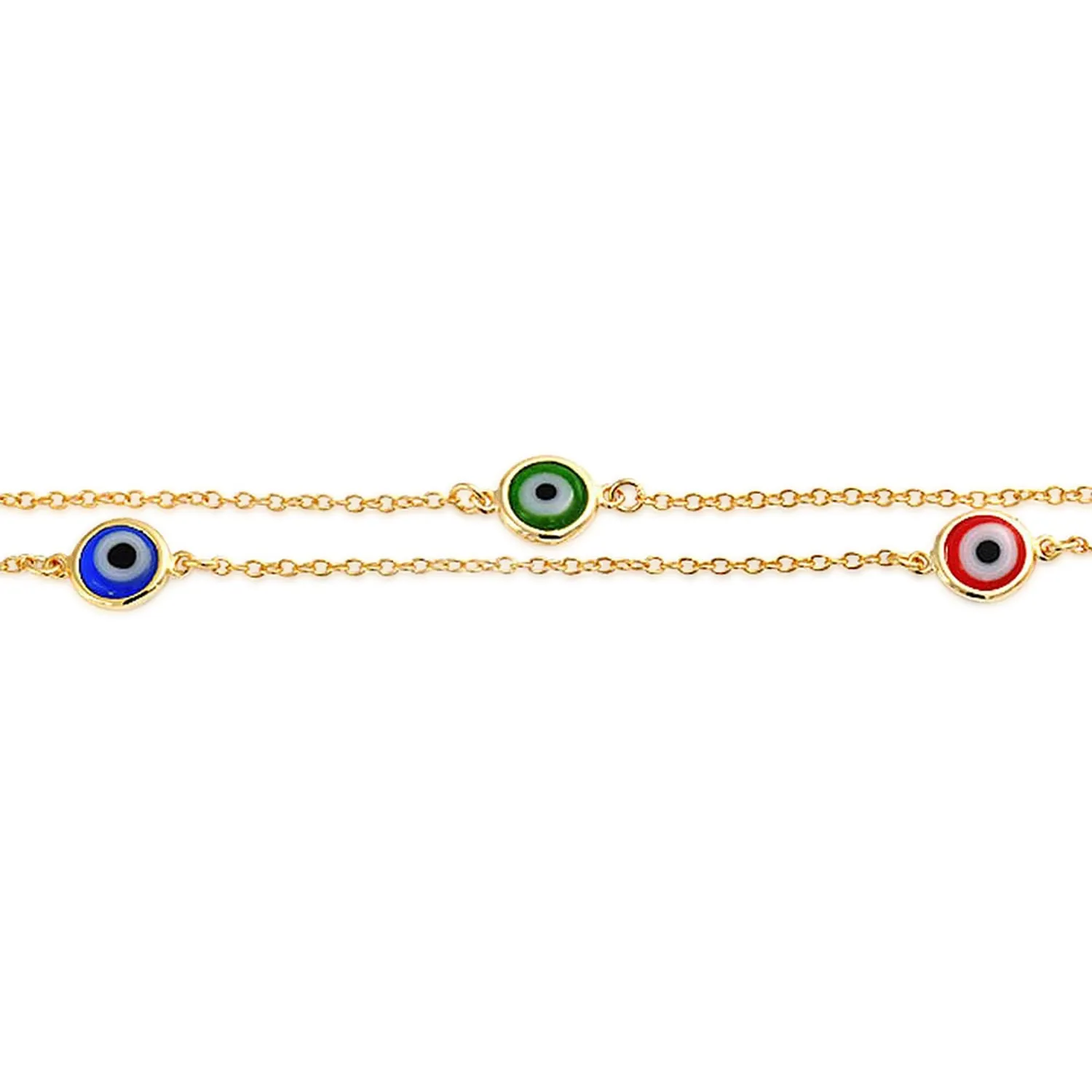 Protection Amulet Evil Eye Anklet Ankle Bracelet 14K Gold Plated Silver Chain