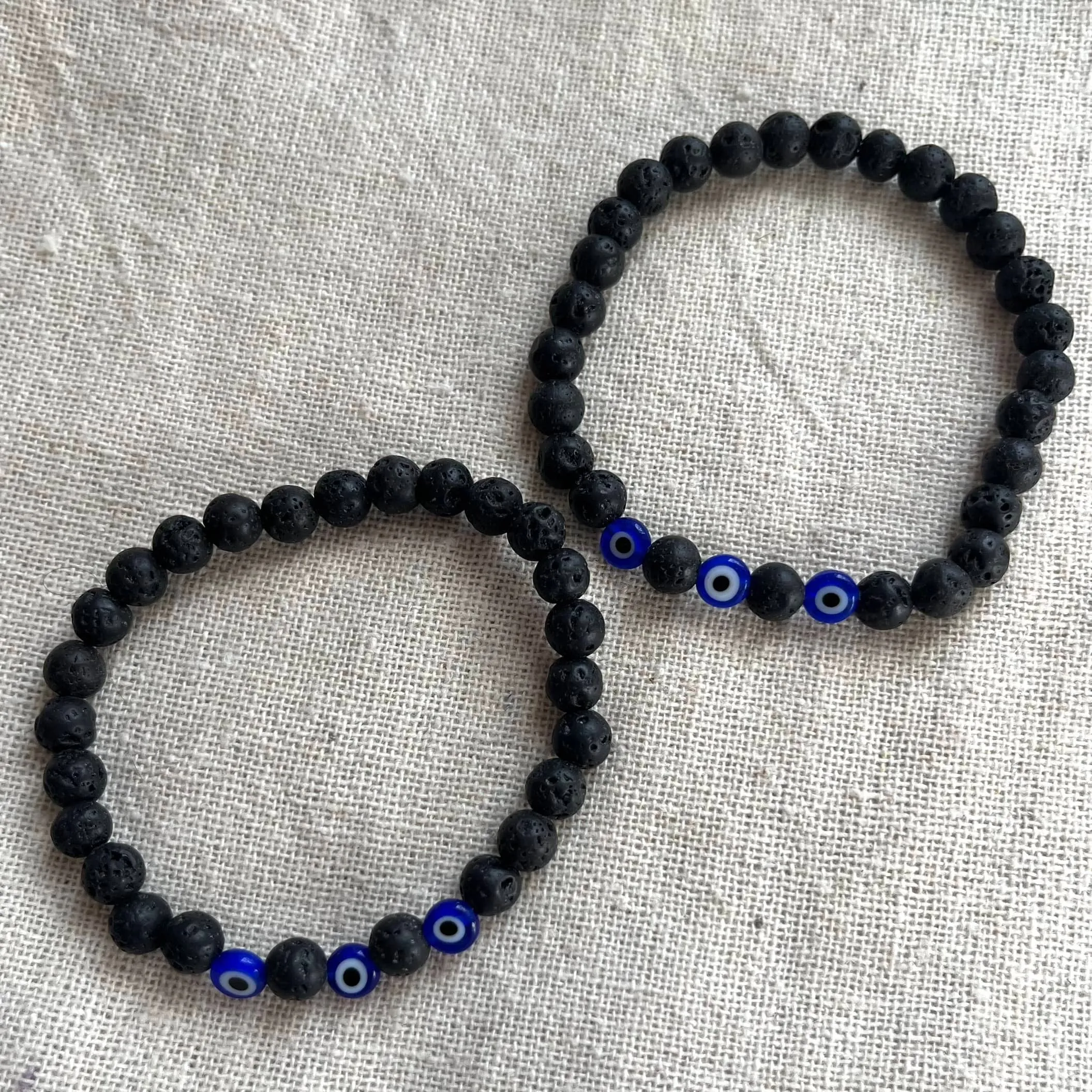 Protection Evil Eye Bracelet - Lava Stone