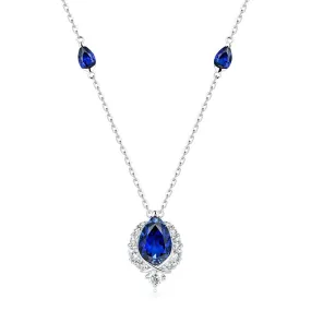 "ENDLESS BLUE" 5.41 Ctw. Pear Shaped Sapphire Necklace