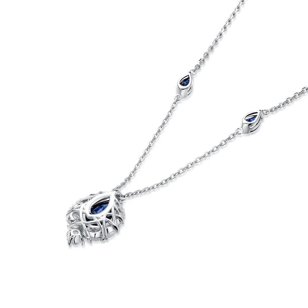 "ENDLESS BLUE" 5.41 Ctw. Pear Shaped Sapphire Necklace