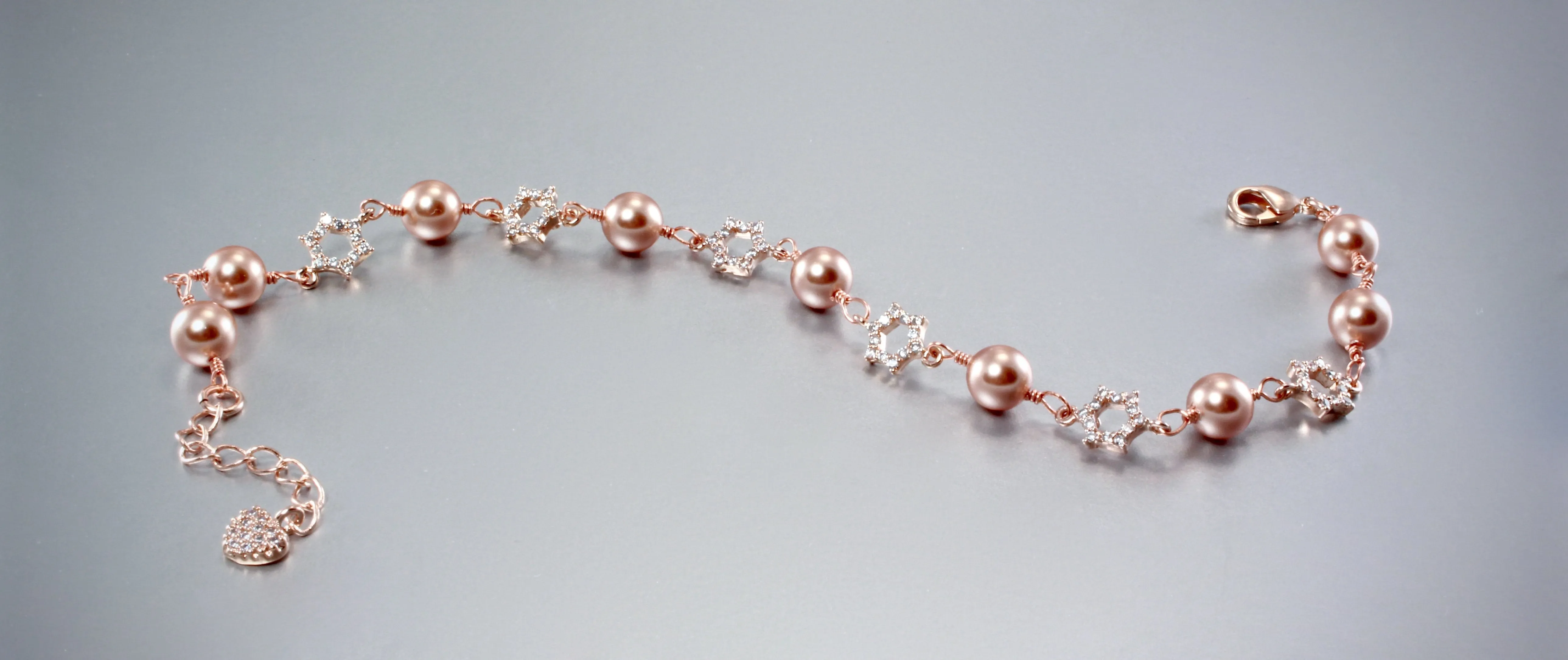 "Lucia" - Swarovski Pearl and Rose Gold Bridal Bracelet