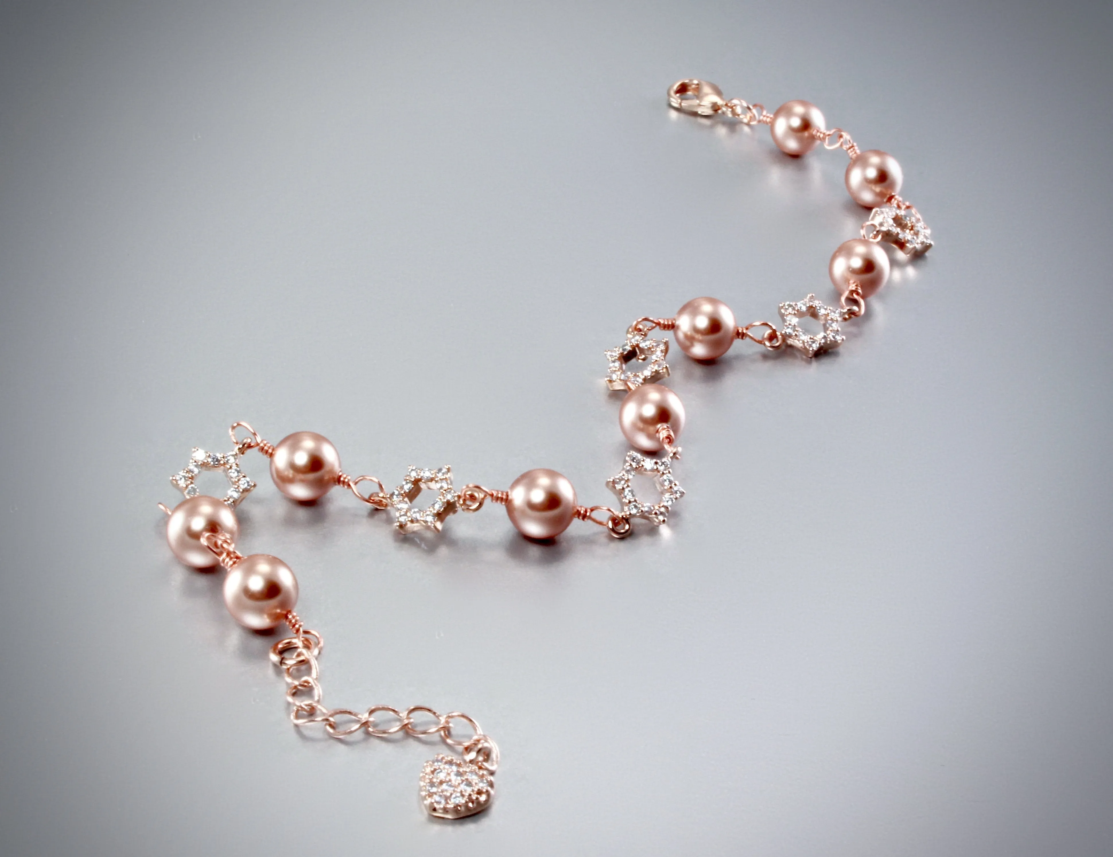 "Lucia" - Swarovski Pearl and Rose Gold Bridal Bracelet