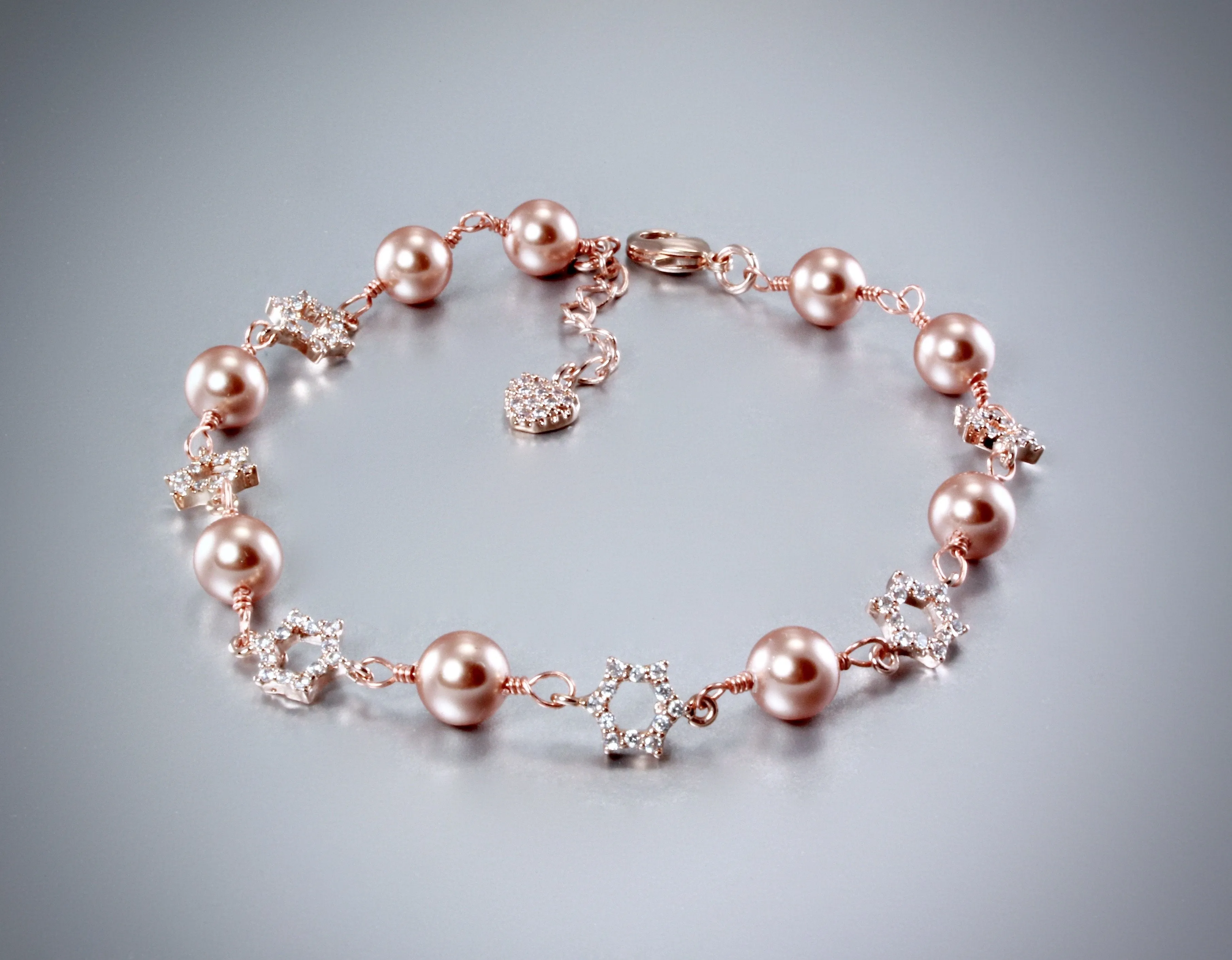 "Lucia" - Swarovski Pearl and Rose Gold Bridal Bracelet