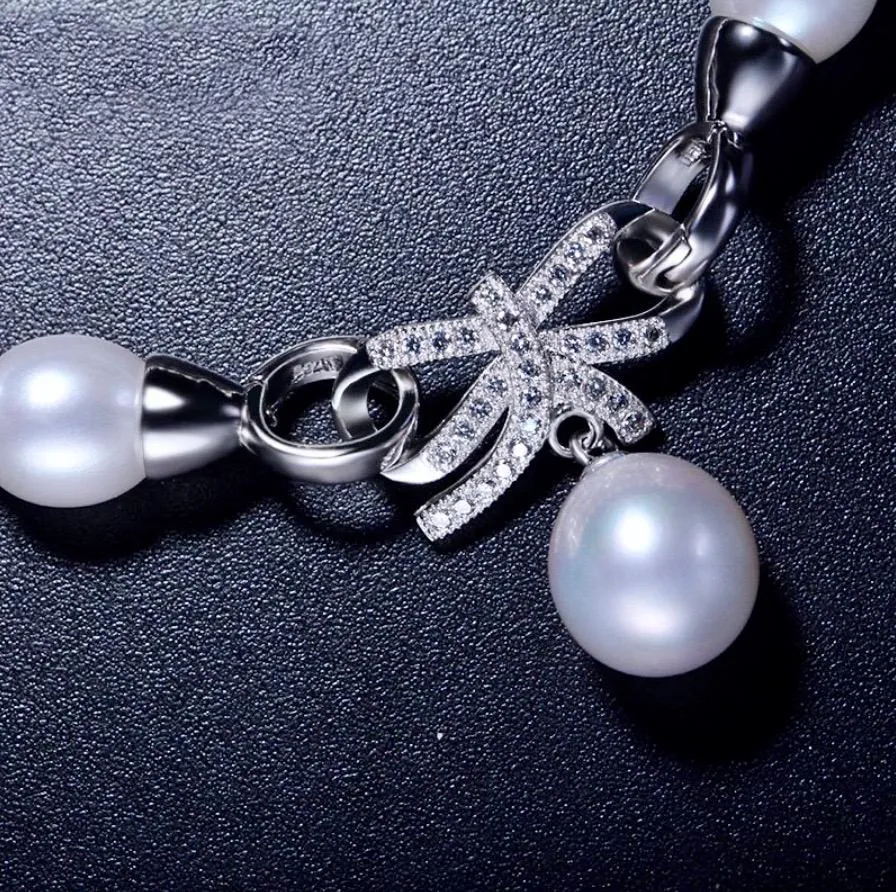 "Rosine" - Sterling Silver Pearl and Cubic Zirconia Bridal Bracelet - More Colors