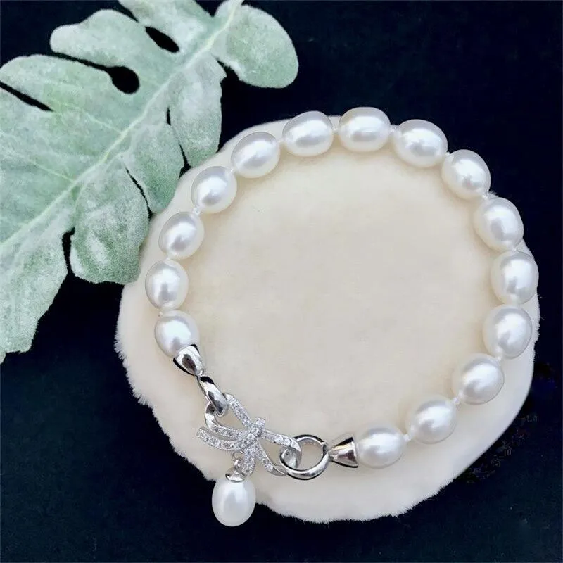 "Rosine" - Sterling Silver Pearl and Cubic Zirconia Bridal Bracelet - More Colors