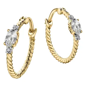 "WHITNEY" WHITE TOPAZ DIAMOND HOOPS