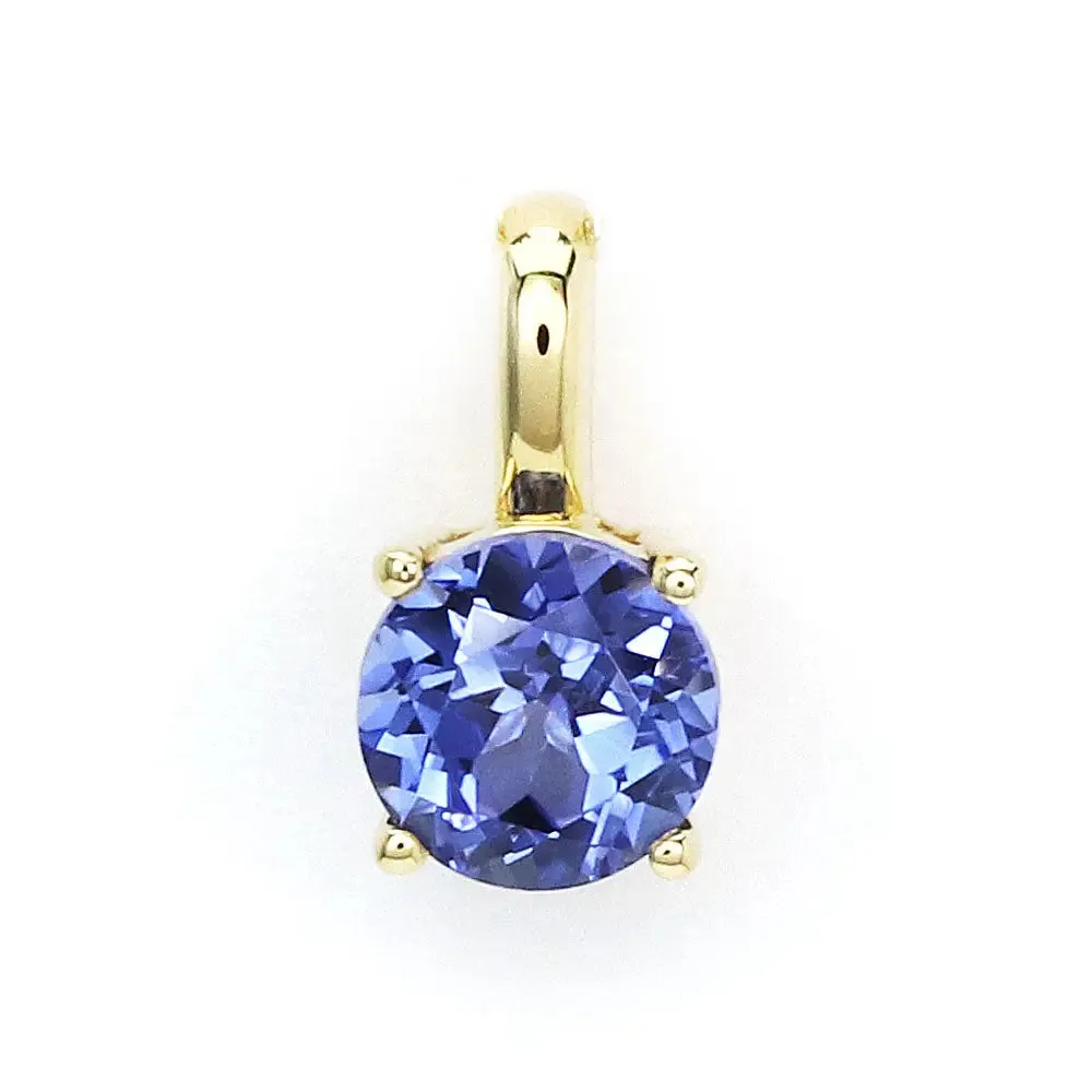 Ready Made | Betty Round Blue Lab Grown Sapphire Pendant in 18K Yellow Gold