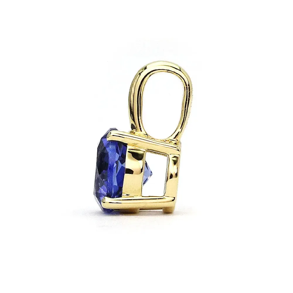 Ready Made | Betty Round Blue Lab Grown Sapphire Pendant in 18K Yellow Gold