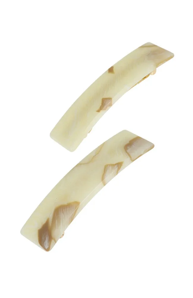 Rectangle Barrette Pair - Carrara