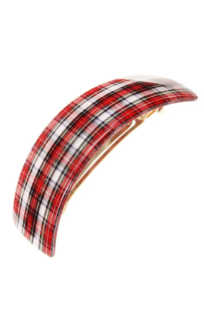 Rectangle Volume Barrette - Tartan Plaid