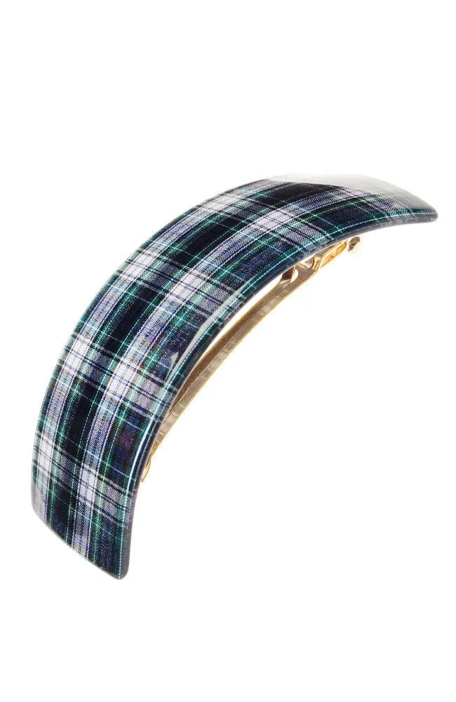 Rectangle Volume Barrette - Tartan Plaid