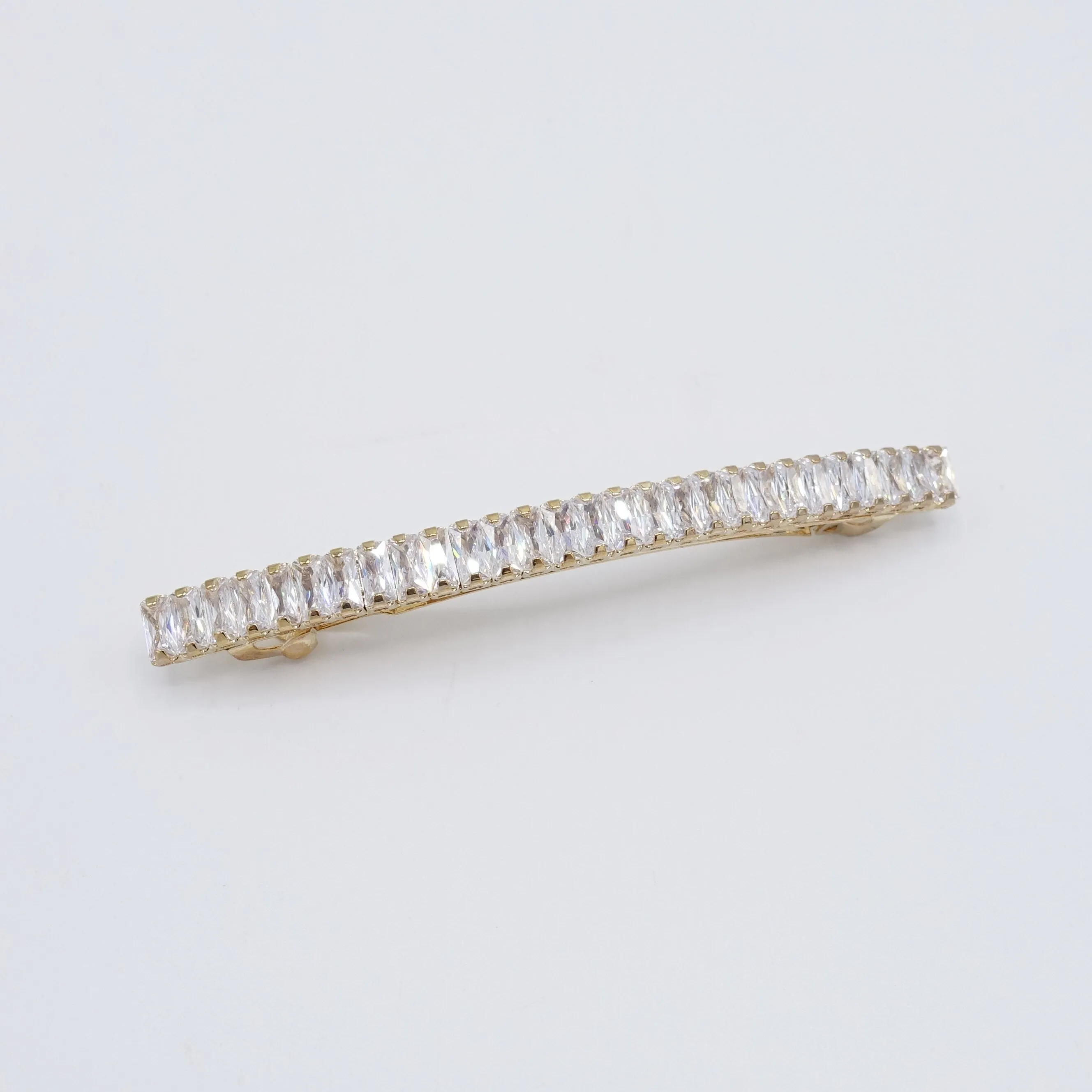 rectangular cubic zirconia embellished french barrette  medium length medium hair clip