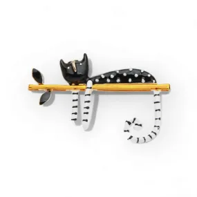 Recumbent Cat Enamel Fashion Jewellery Brooch