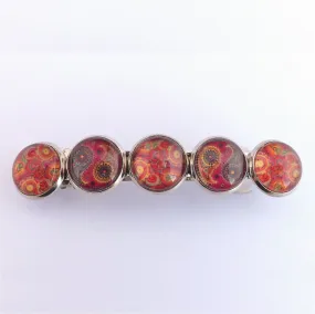 Red & Brown Paisley Dome Barrette Hairclip