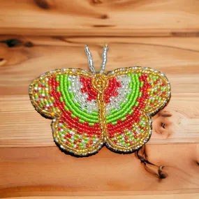 Red and Silver Butterfly Beaded Barrette