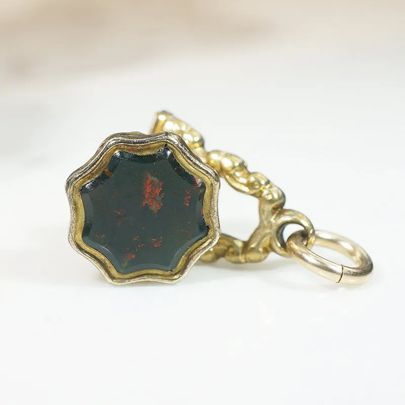 Regency Era Watch Key Spinner Fob with Bloodstone