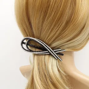 rhinestone embellished cellulose acetate ribbon shape  hair barrette for women