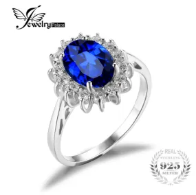 Ring JewelryPalace Princess Diana William Kate Middleton's 3.2ct Blue Sapphire 925 Sterling Silver