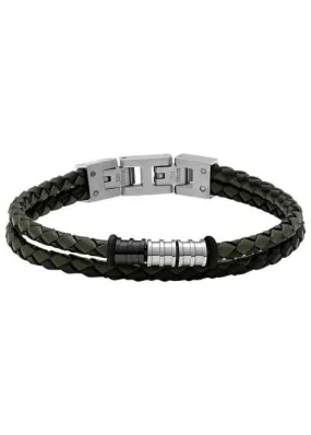 ROCHET JEWELLERY GENTLEMAN LEATHER BRACELET KHAKI/BLACK ZJ HB8045