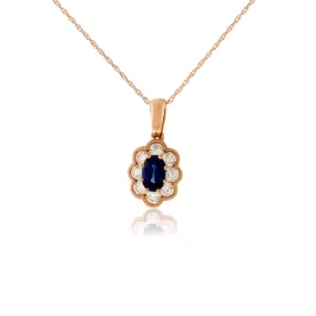 Rose Gold Blue Sapphire and Diamond Blooming Pendant