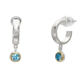 Round Blue Topaz Skittle Hoop Earrings - SE-390-BT5-RD