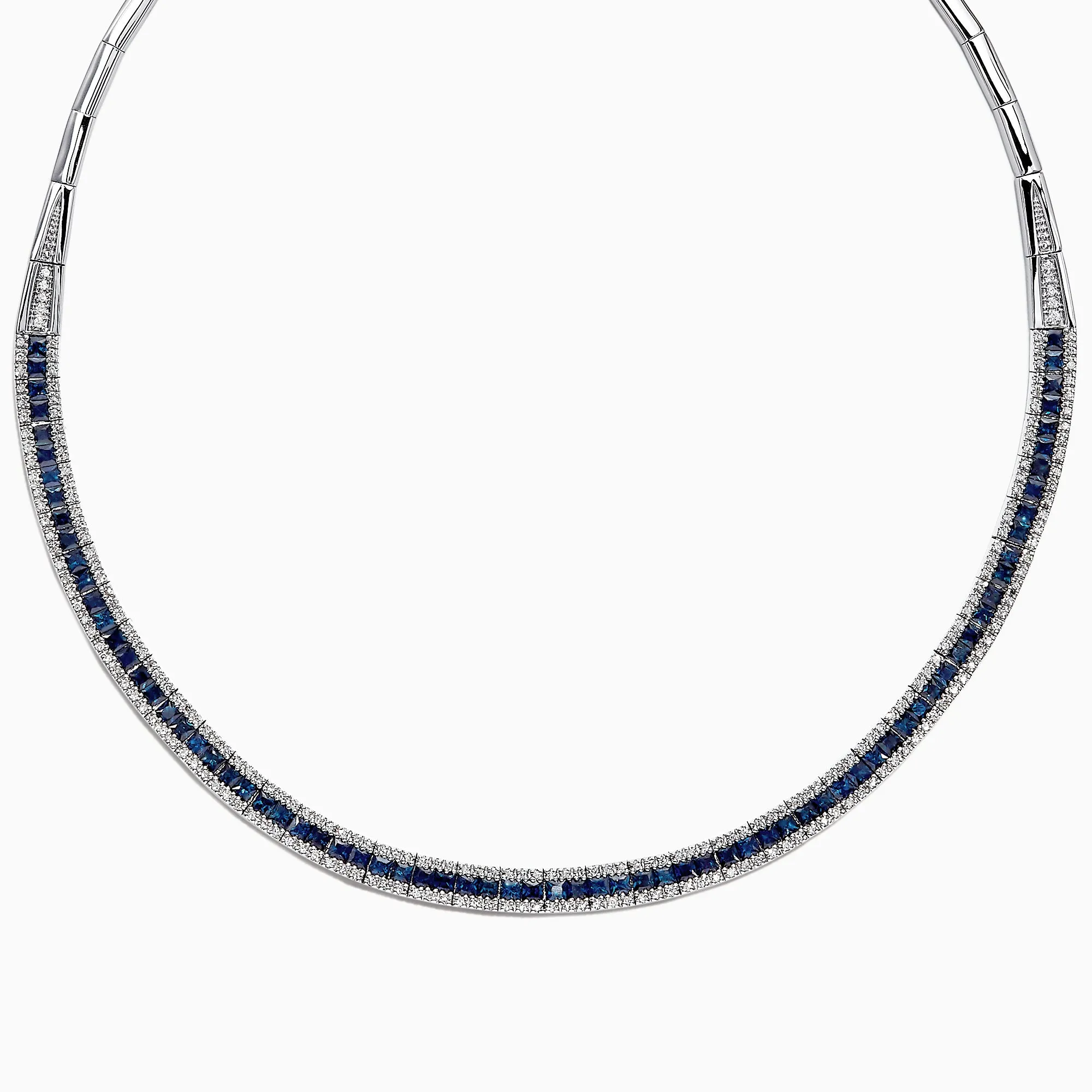 Royale Bleu 14K White Gold Sapphire and Diamond Necklace, 11.21 TCW