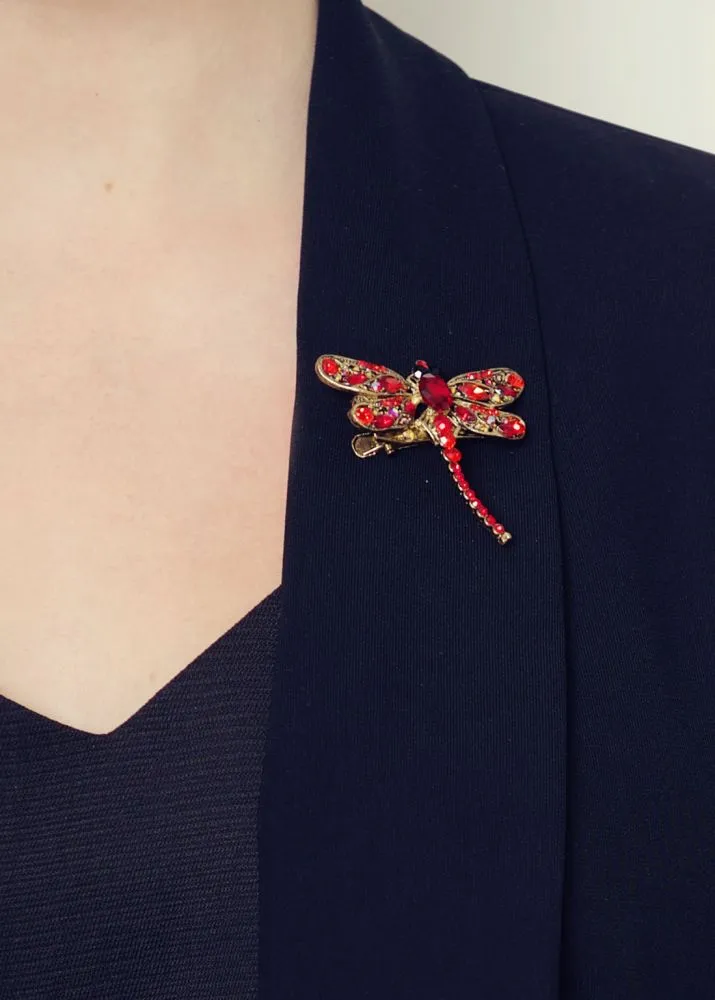 Ruby dragonfly hairclip and brooch by Rosie Fox