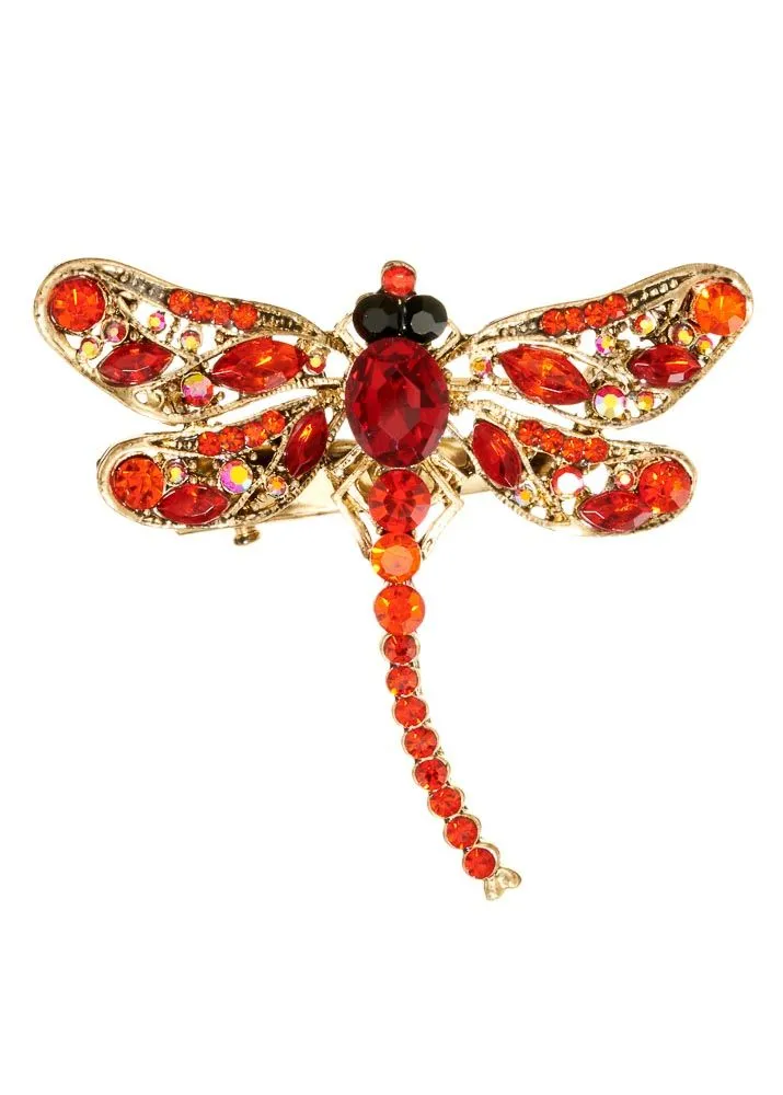 Ruby dragonfly hairclip and brooch by Rosie Fox