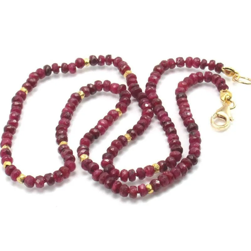 Ruby Necklace with Gold Filled Trigger Clasp