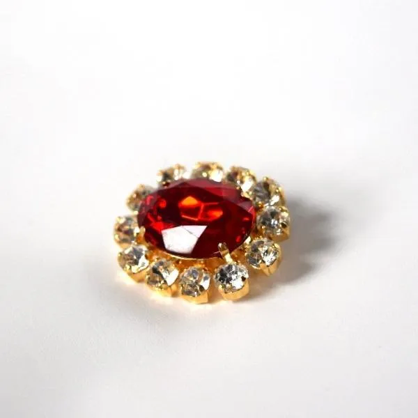 Ruby Red Crystal Cluster Brooch