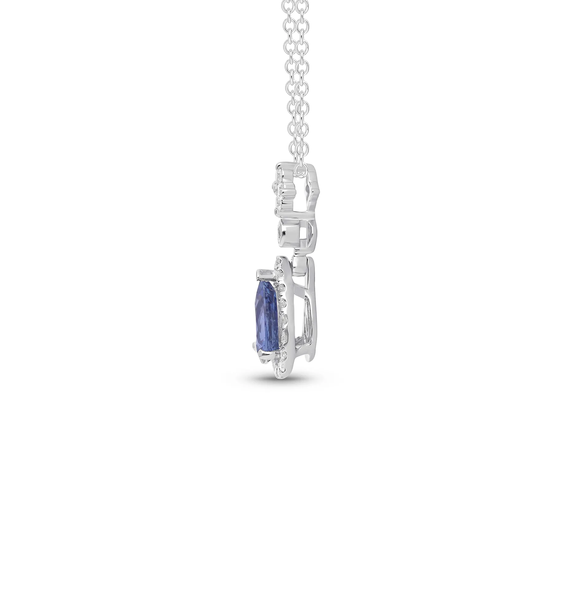 Sabel Collection White Gold Pear Sapphire and Diamond Drop Pendant