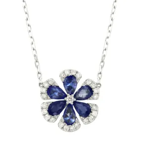 Sapphire and Diamond Flower Necklace