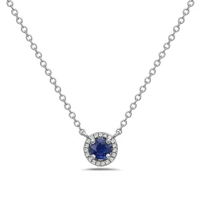 Sapphire And Diamond Halo Necklace