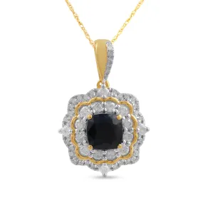 Sapphire Necklace with 1/2ct of Diamonds in 9ct Yellow Gold