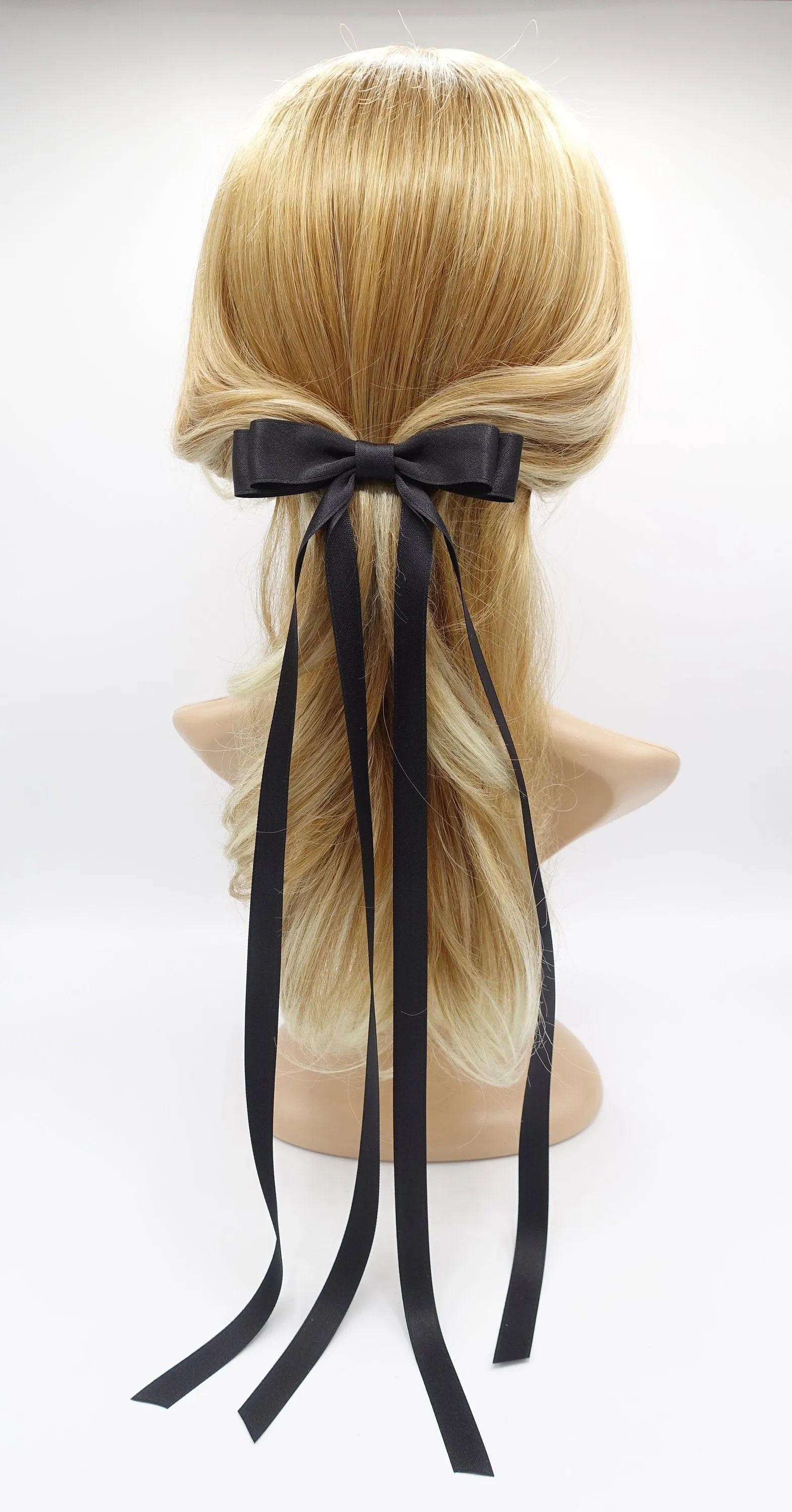 satin hair bow, extra long hair bow for women