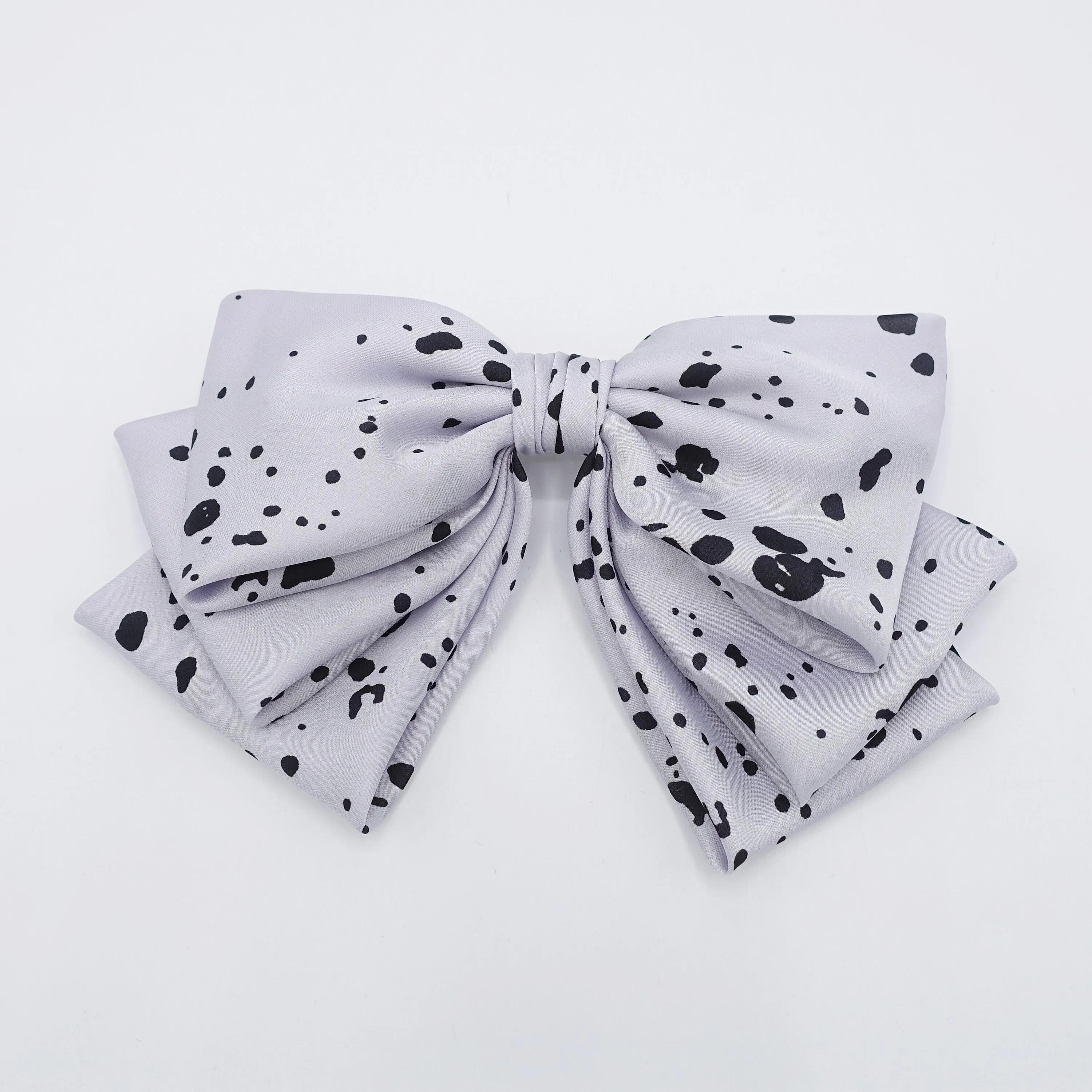 satin ink dot pattern hair bow