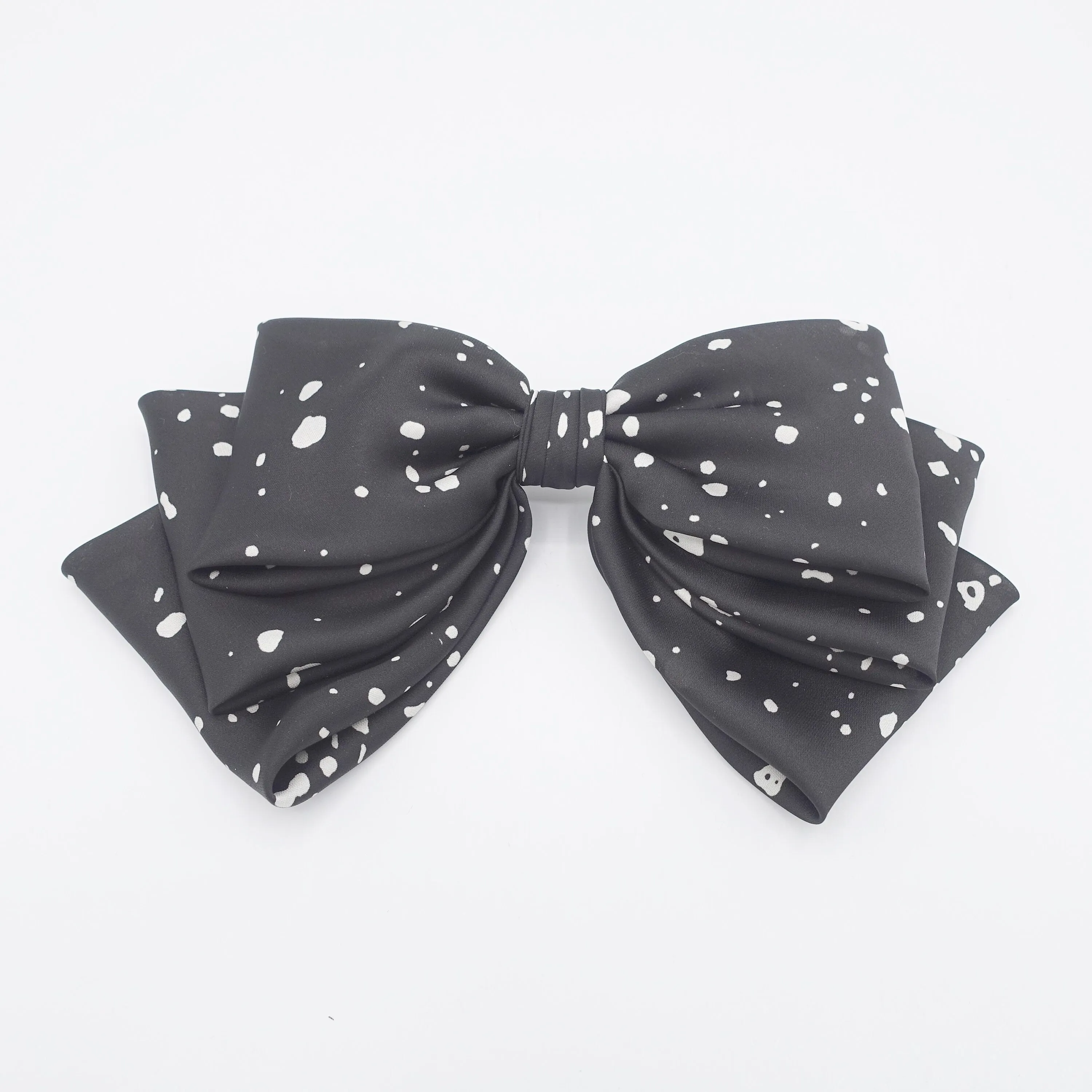 satin ink dot pattern hair bow