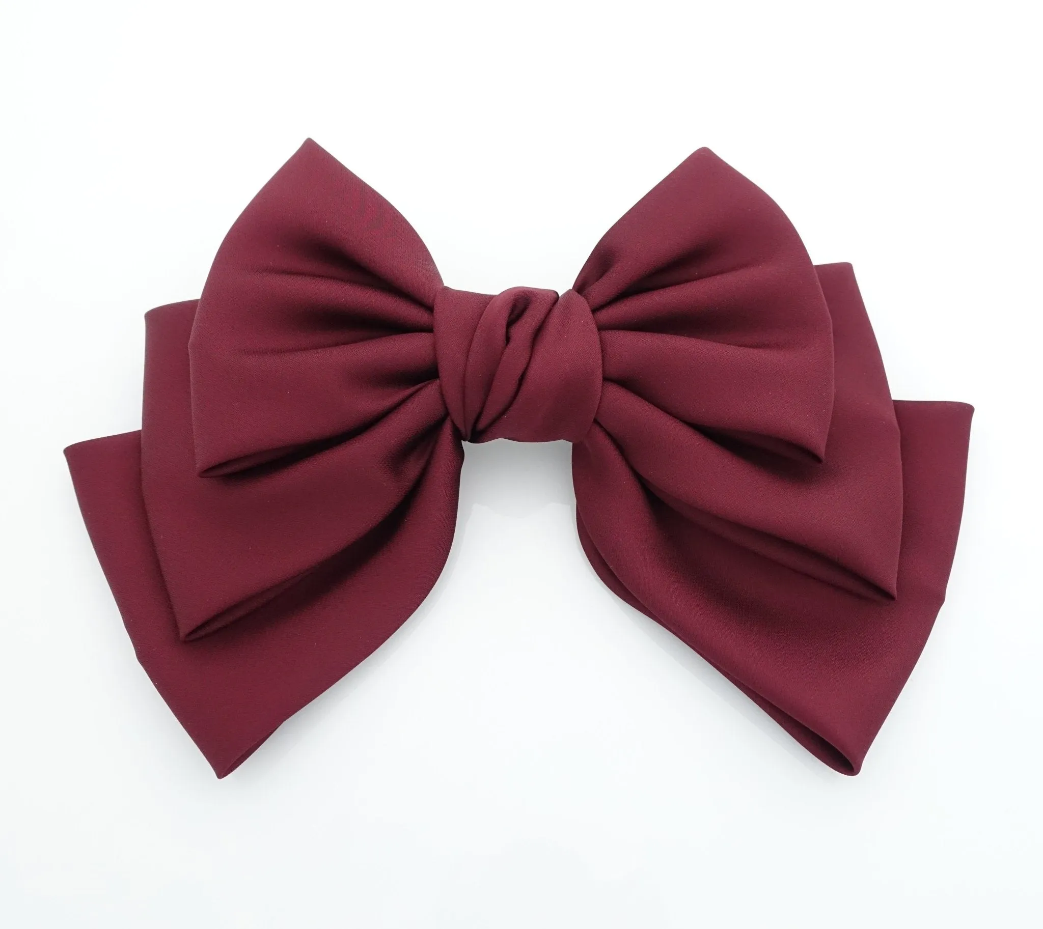 satin layered hair bow french barrette Women solid color stylish hair bow