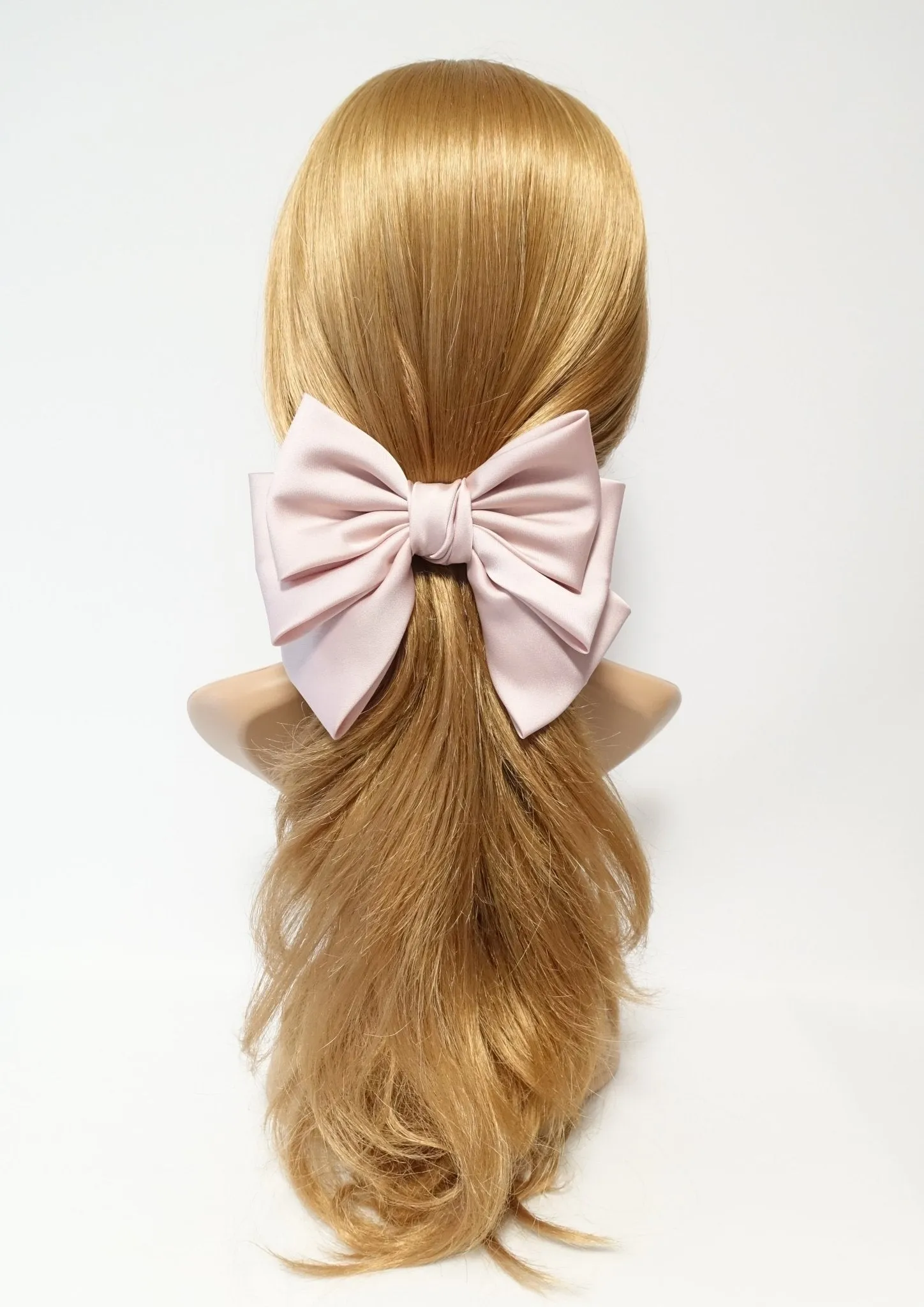 satin layered hair bow french barrette Women solid color stylish hair bow