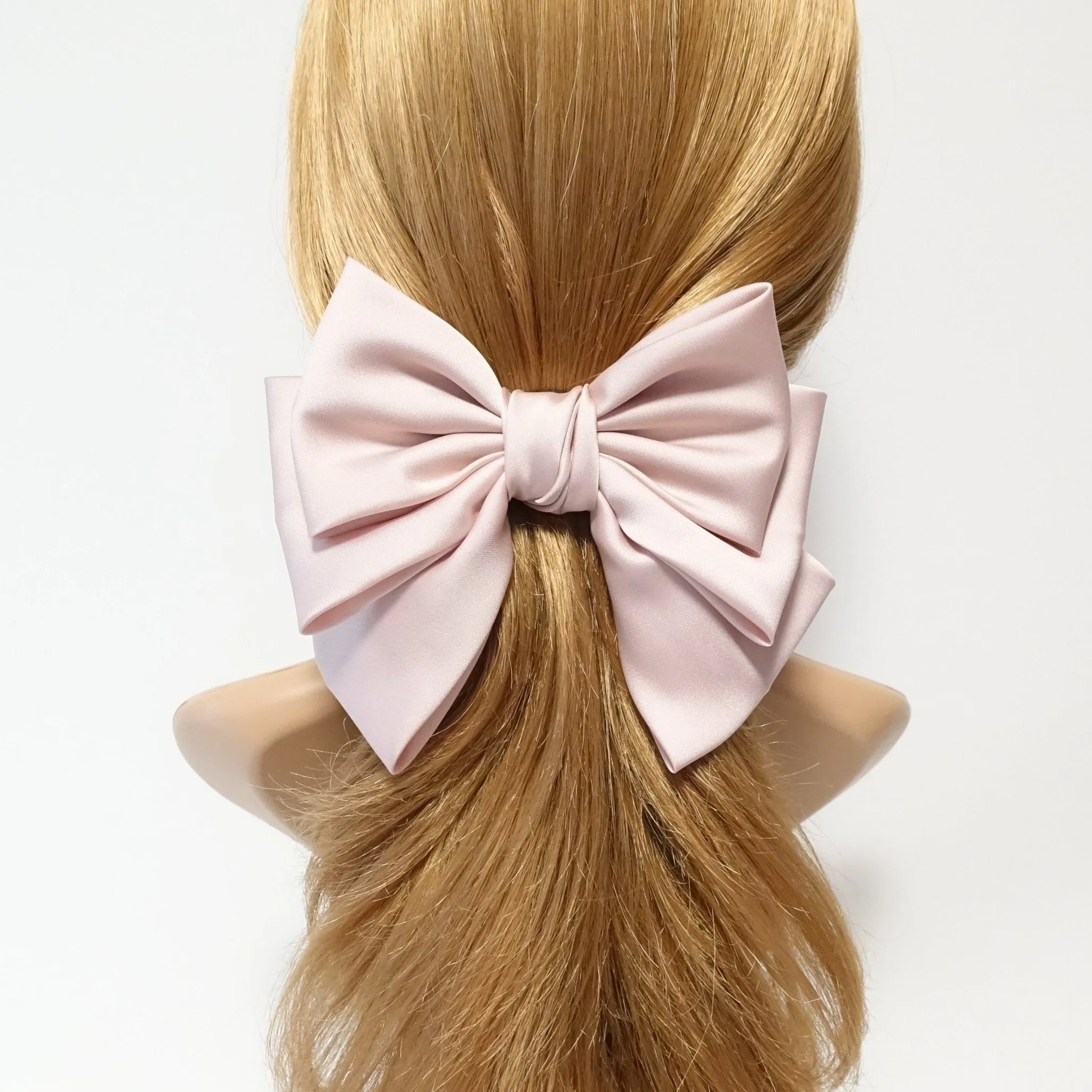 satin layered hair bow french barrette Women solid color stylish hair bow