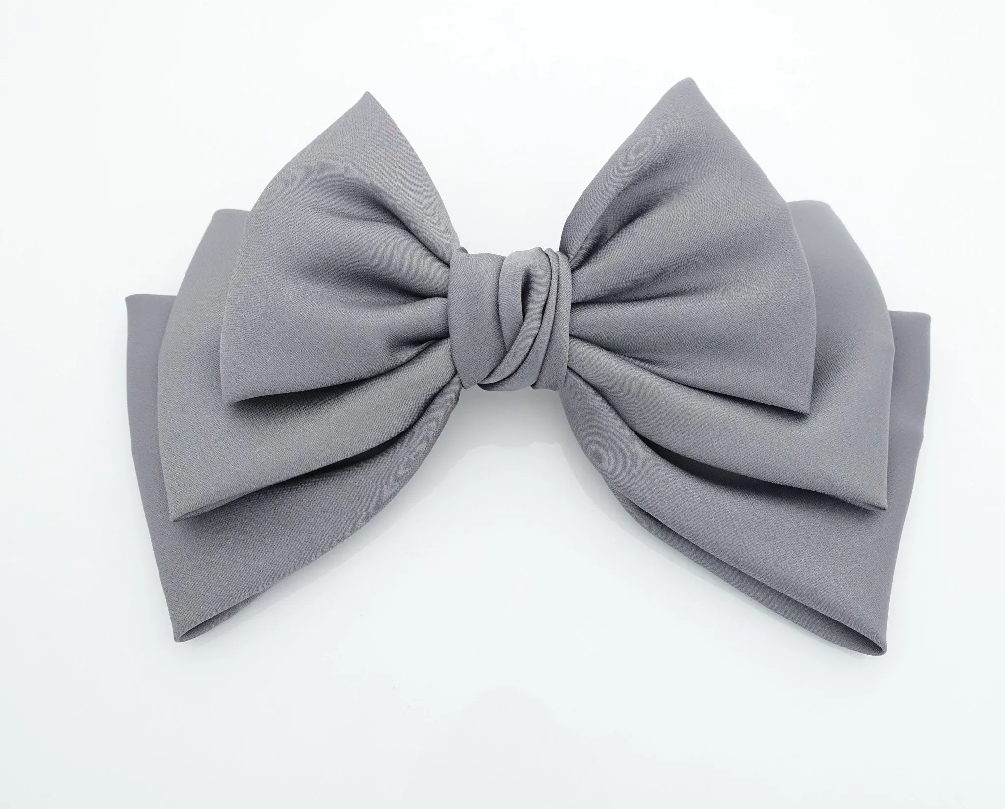 satin layered hair bow french barrette Women solid color stylish hair bow