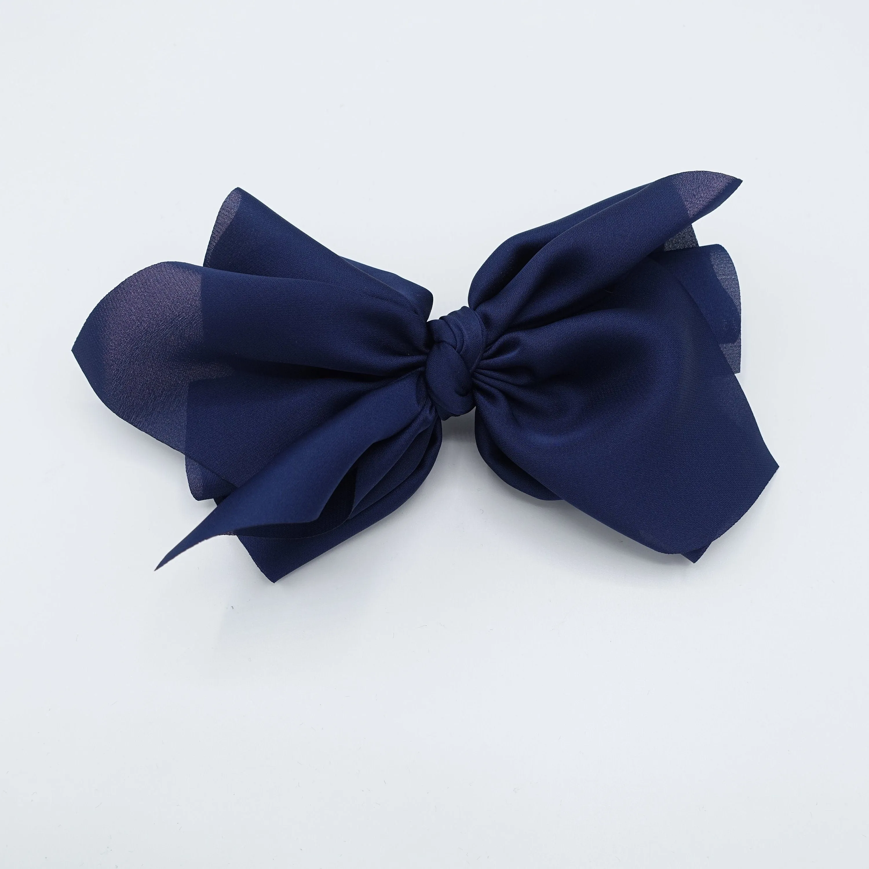 satin layered hair bow french hair barrette