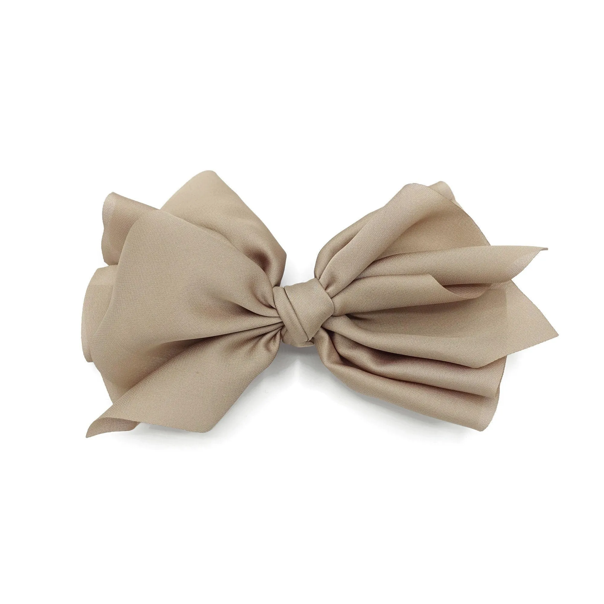 satin layered hair bow french hair barrette