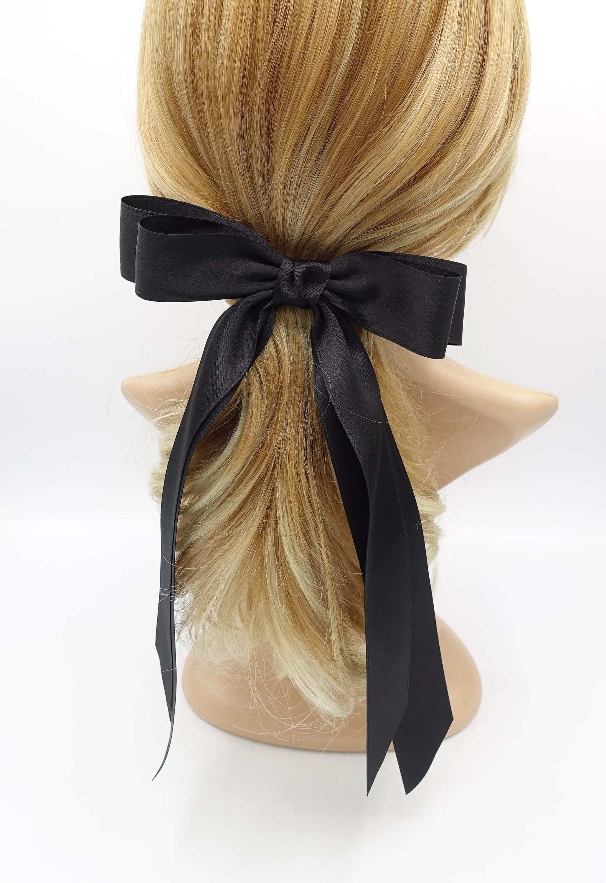 satin long tail hair bow for women