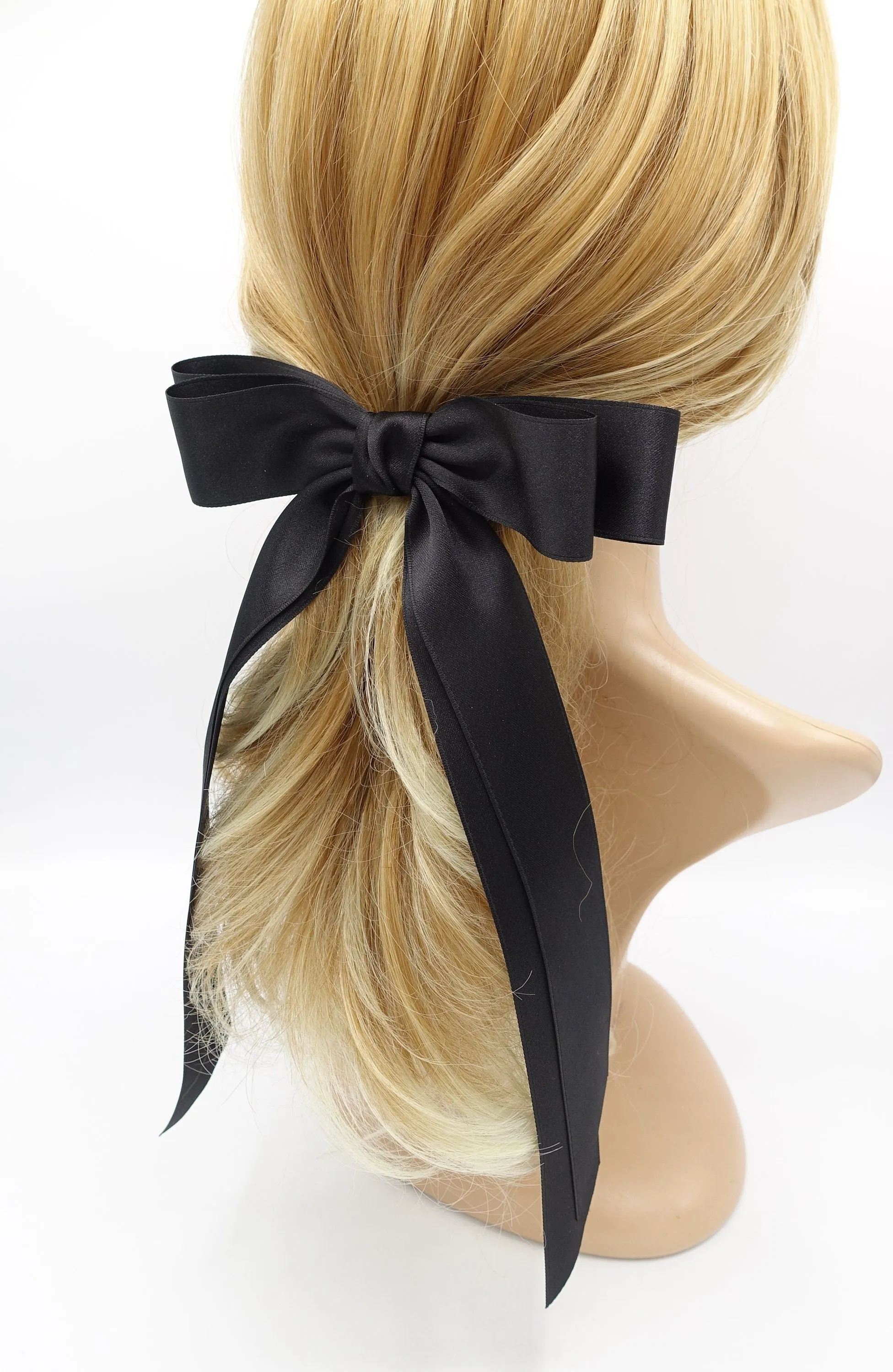 satin long tail hair bow for women