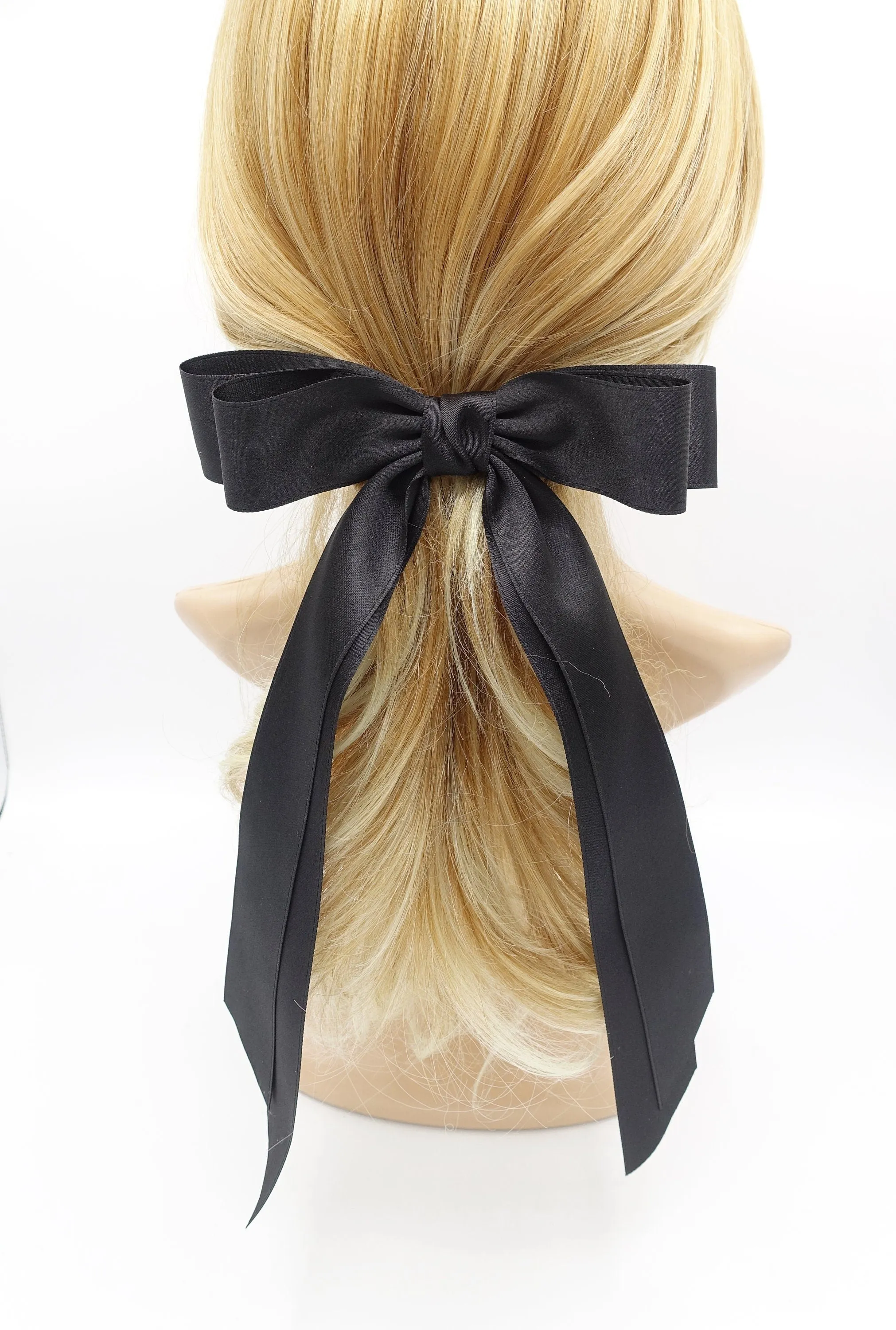 satin long tail hair bow for women