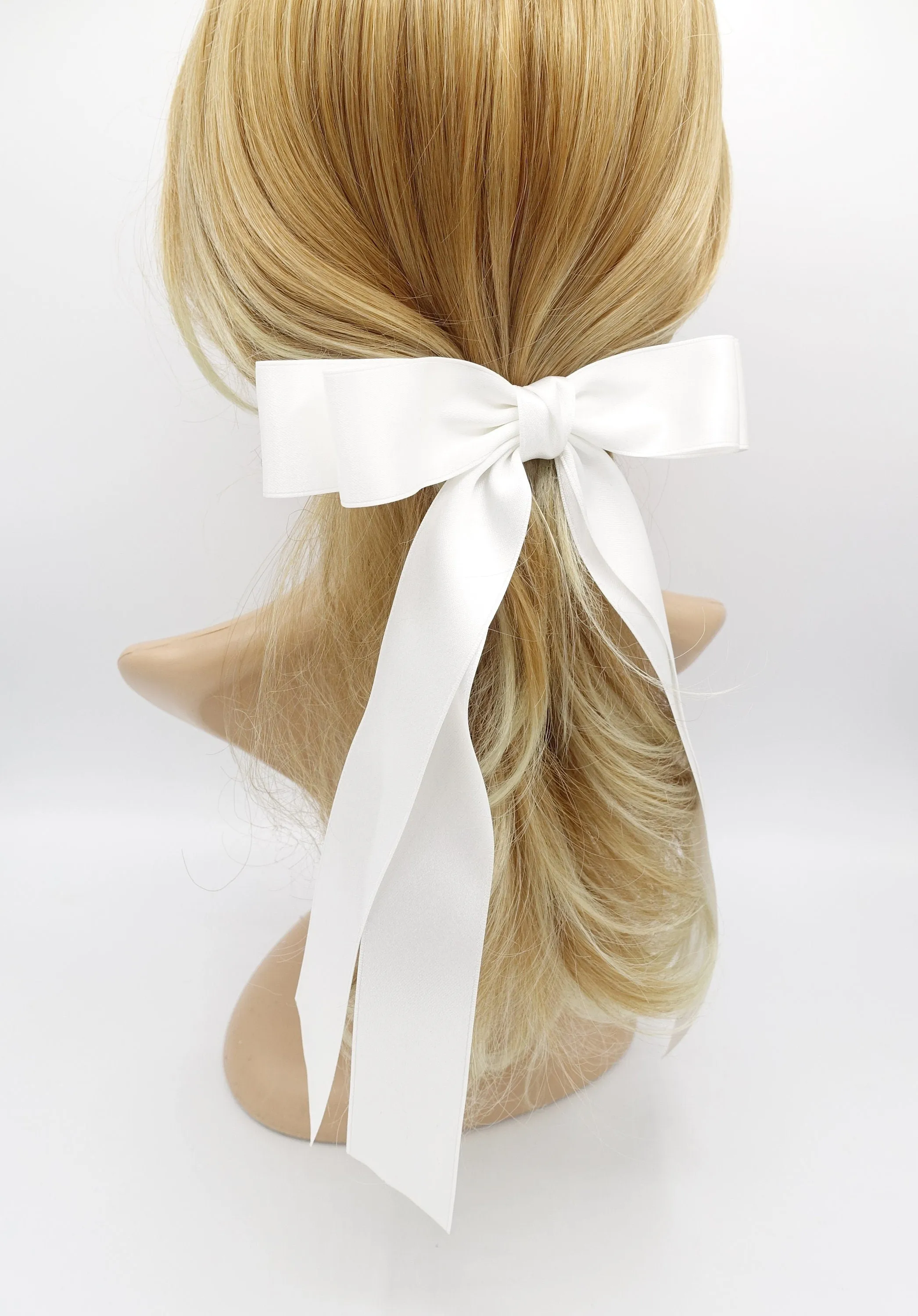 satin long tail hair bow for women