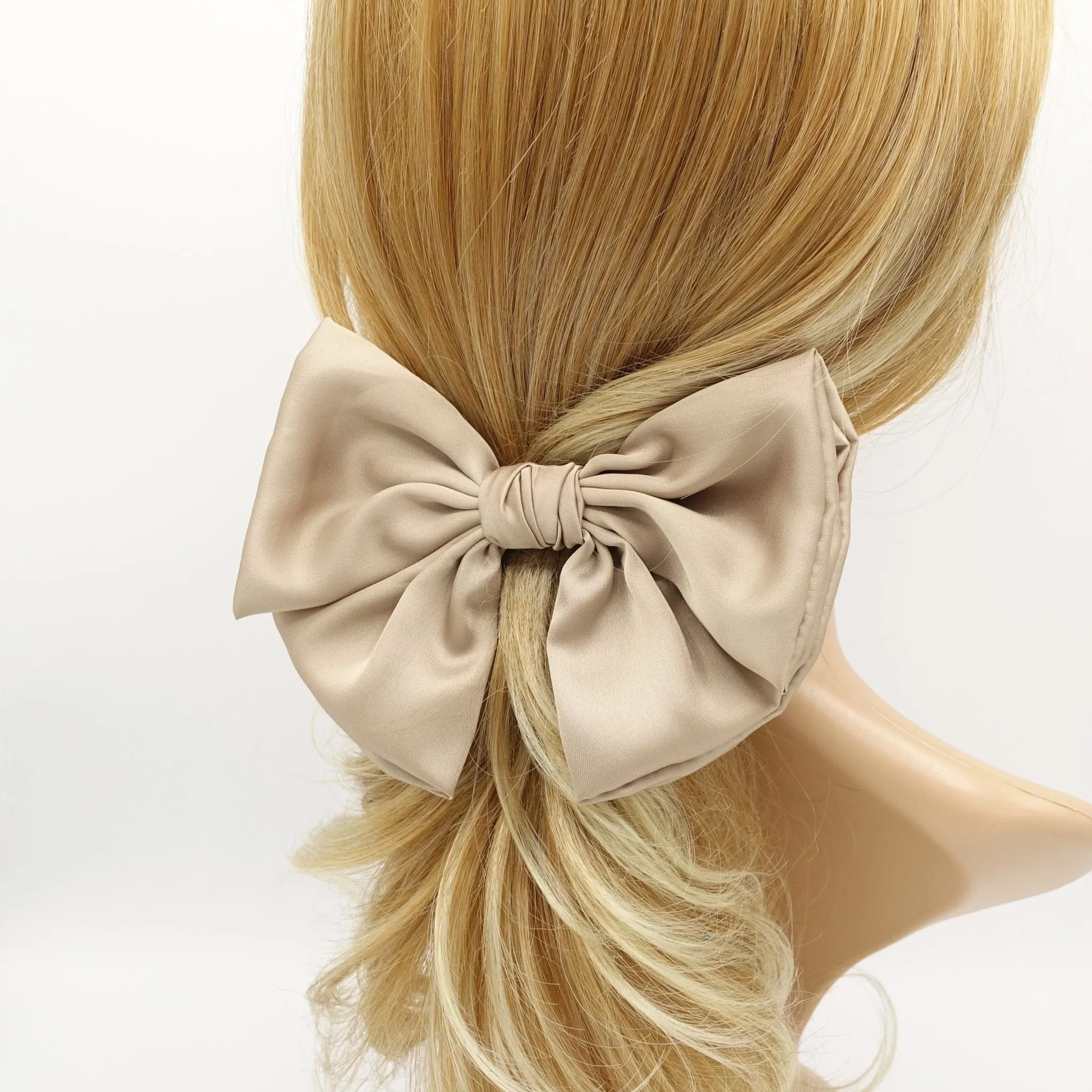 satin semicircle hair bow for women